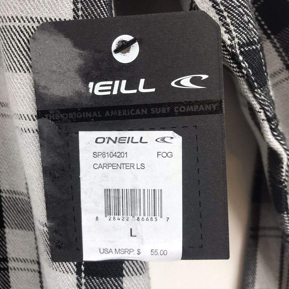 O'Neill Mens Carpenter LS Gray Black Plaid Long Sleeve Shirt Large $55 - Picture 4 of 5